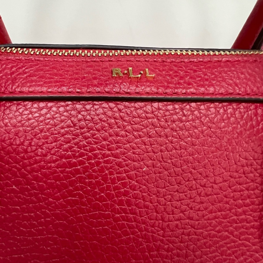 Ralph Lauren Red Leather Satchel With Crossbody Strap - Picture 2 of 14